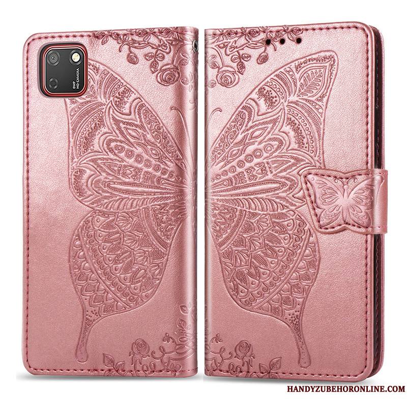 Huawei Y5p Protection Similicuir Étui En Cuir Papillon Charmant Coque De Téléphone Fleur