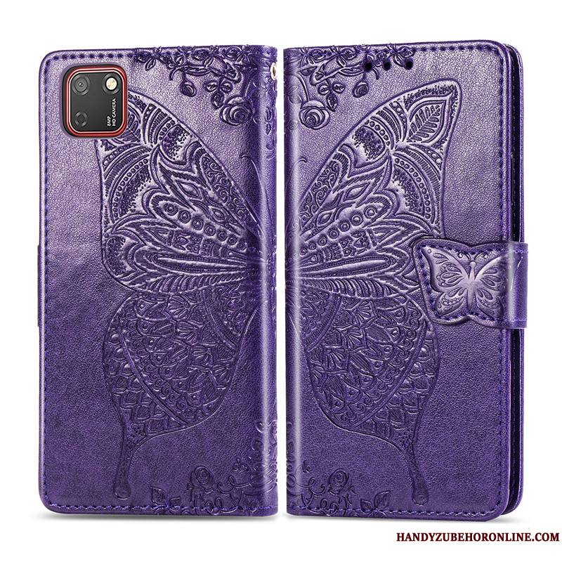 Huawei Y5p Protection Similicuir Étui En Cuir Papillon Charmant Coque De Téléphone Fleur