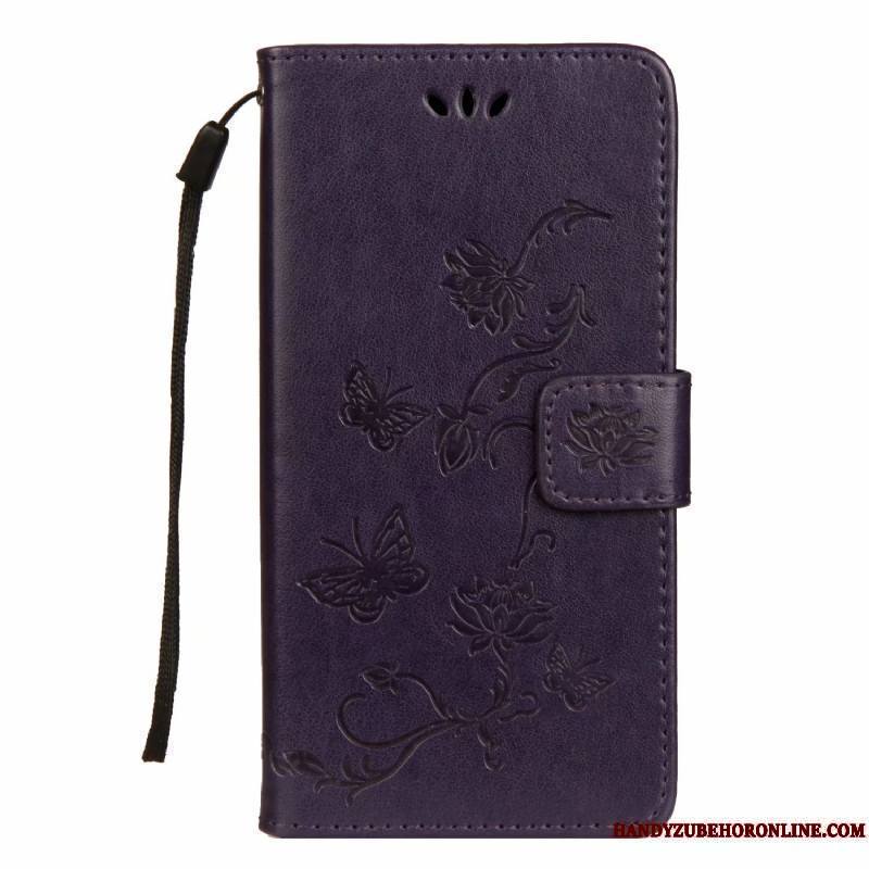 Huawei Y6 2018 Carte Coque De Téléphone Étui En Cuir Silicone Violet Incassable