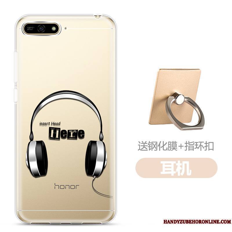 Huawei Y6 2018 Coque Tempérer Dessin Animé Téléphone Portable Fluide Doux Membrane Transparent Blanc