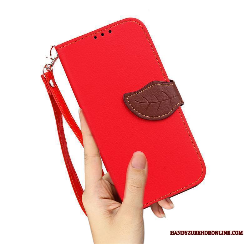 Huawei Y6 2018 Housse Étui En Cuir Protection Rouge Coque De Téléphone