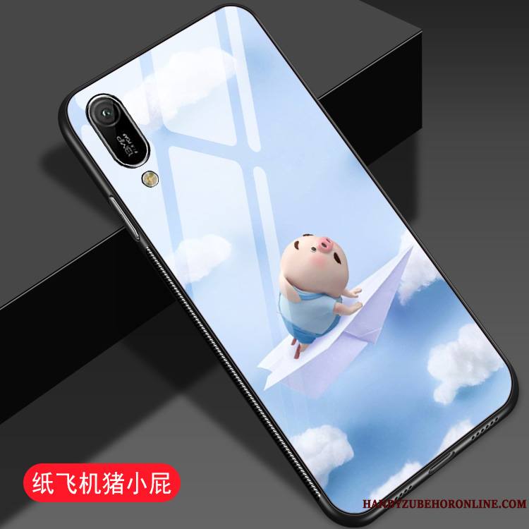 Huawei Y6 2019 Charmant Coque De Téléphone Miroir Bleu Petit Net Rouge Verre