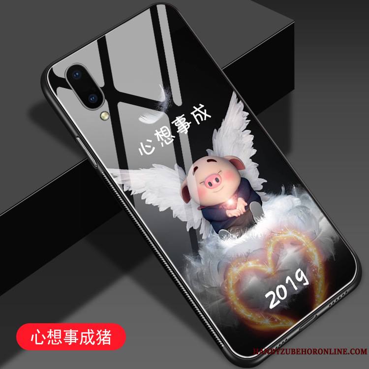 Huawei Y6 2019 Charmant Coque De Téléphone Miroir Bleu Petit Net Rouge Verre