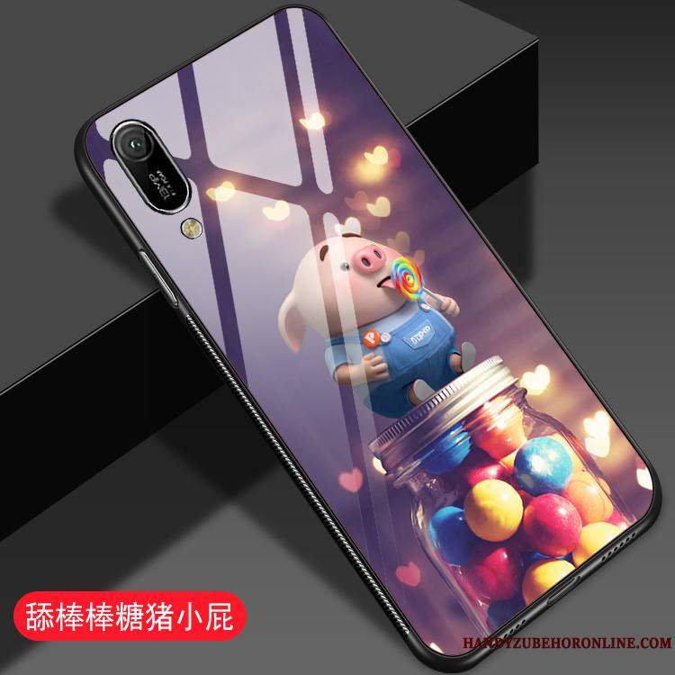 Huawei Y6 2019 Charmant Coque De Téléphone Miroir Bleu Petit Net Rouge Verre