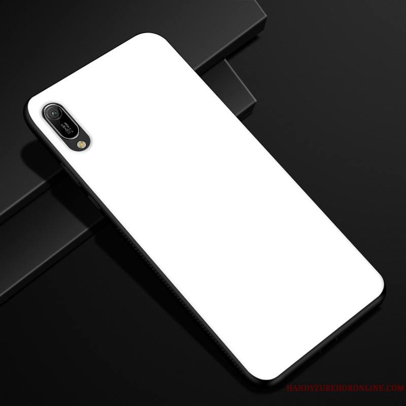 Huawei Y6 2019 Coque De Téléphone Protection Silicone Fluide Doux Verre Étui Couleur Unie