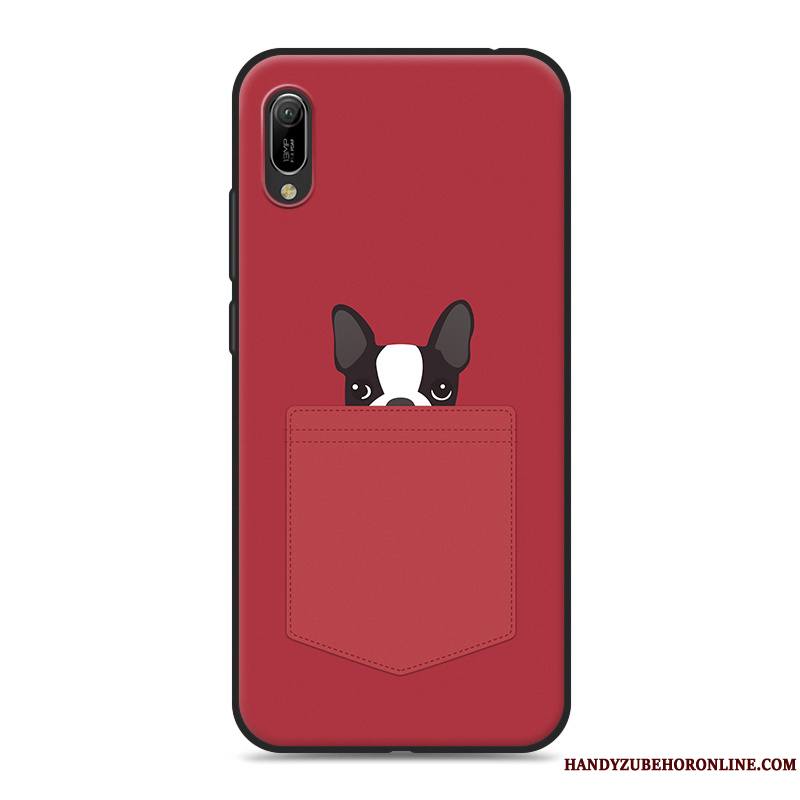 Huawei Y6 2019 Dessin Animé Ornements Suspendus Fluide Doux Téléphone Portable Rouge Coque Étui