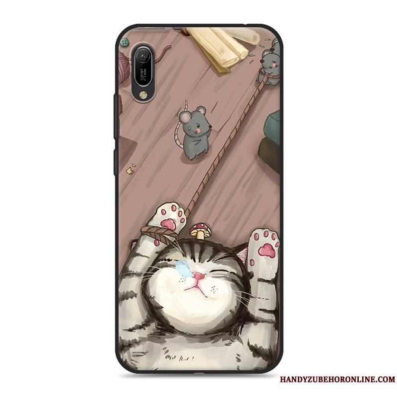 Huawei Y6 2019 Dessin Animé Ornements Suspendus Fluide Doux Téléphone Portable Rouge Coque Étui