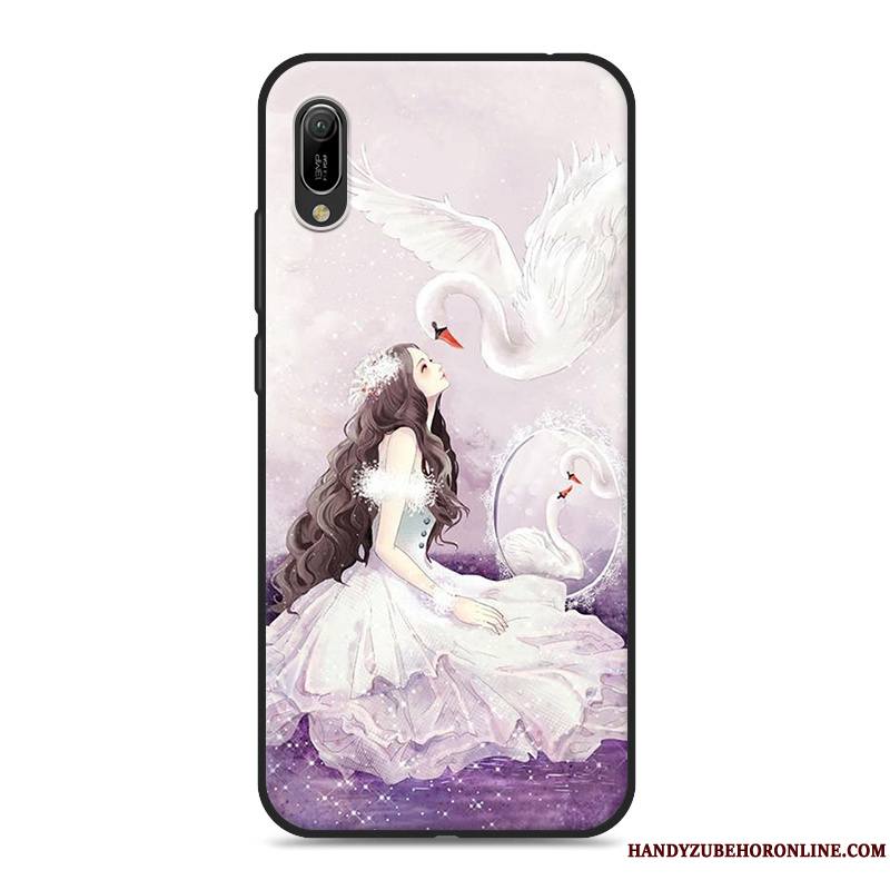 Huawei Y6 2019 Incassable Net Rouge Dessin Animé Fluide Doux Silicone Étui Coque