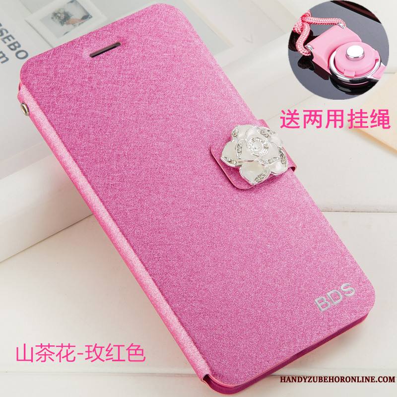 Huawei Y6 2019 Incassable Ornements Suspendus Coque De Téléphone Étui En Cuir Protection Strass Blanc