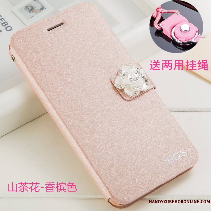 Huawei Y6 2019 Incassable Ornements Suspendus Coque De Téléphone Étui En Cuir Protection Strass Blanc