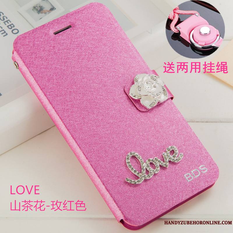 Huawei Y6 2019 Incassable Ornements Suspendus Coque De Téléphone Étui En Cuir Protection Strass Blanc