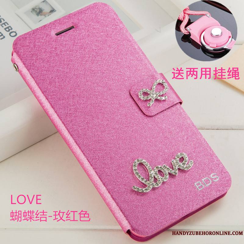 Huawei Y6 2019 Incassable Ornements Suspendus Coque De Téléphone Étui En Cuir Protection Strass Blanc