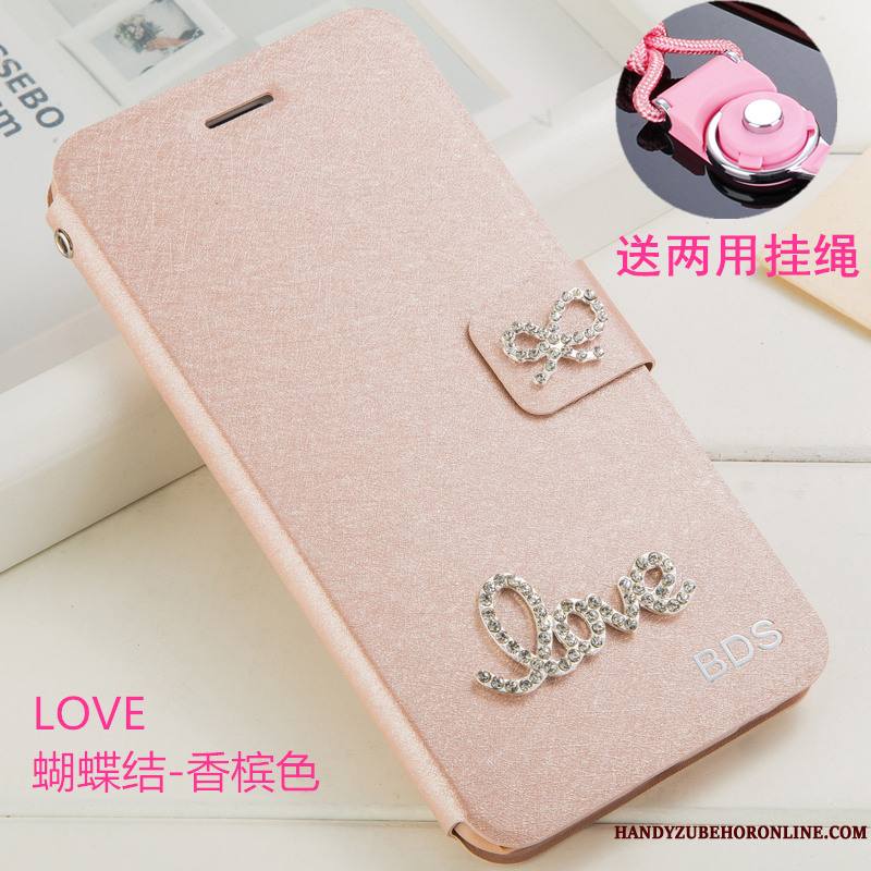 Huawei Y6 2019 Incassable Ornements Suspendus Coque De Téléphone Étui En Cuir Protection Strass Blanc