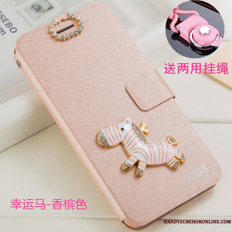 Huawei Y6 2019 Incassable Ornements Suspendus Coque De Téléphone Étui En Cuir Protection Strass Blanc