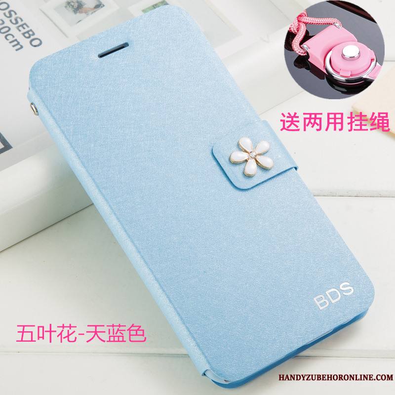 Huawei Y6 2019 Incassable Ornements Suspendus Coque De Téléphone Étui En Cuir Protection Strass Blanc