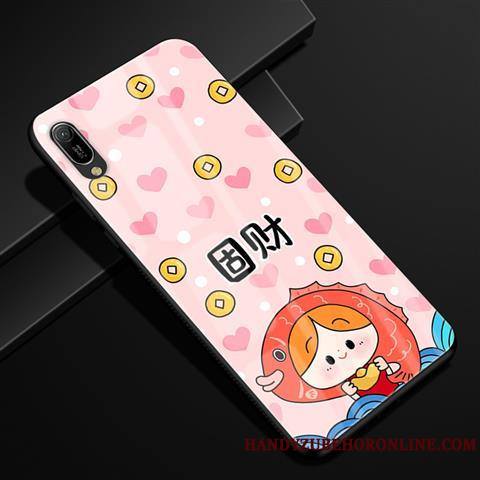 Huawei Y6 2019 Incassable Rouge Dessin Animé Coque De Téléphone Créatif Étui Verre