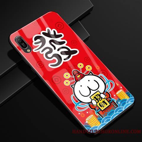 Huawei Y6 2019 Incassable Rouge Dessin Animé Coque De Téléphone Créatif Étui Verre