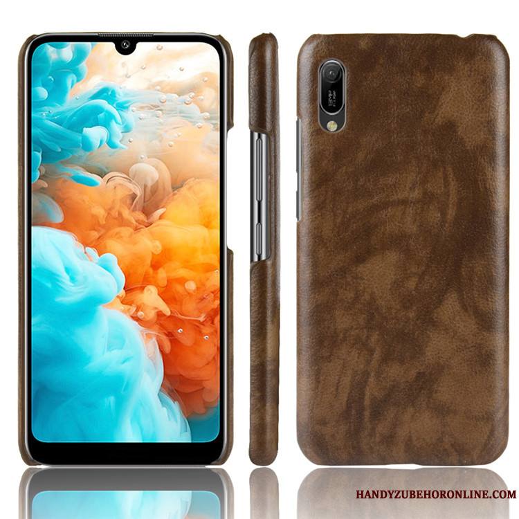 Huawei Y6 2019 Protection Difficile Modèle Fleurie Cuir Litchi Coque De Téléphone