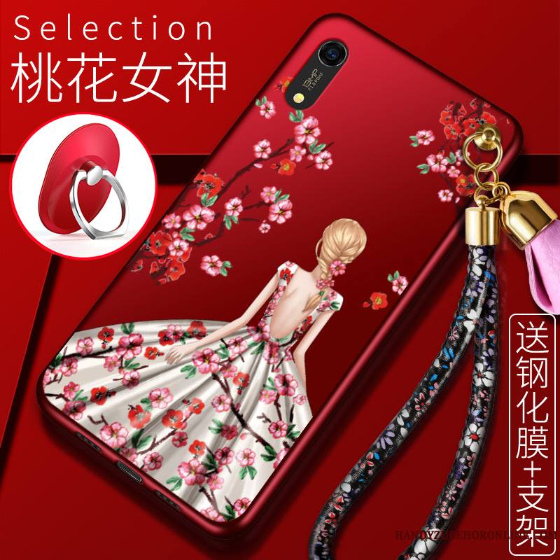 Huawei Y6 2019 Silicone Incassable Étui Créatif Tout Compris Rouge Coque De Téléphone