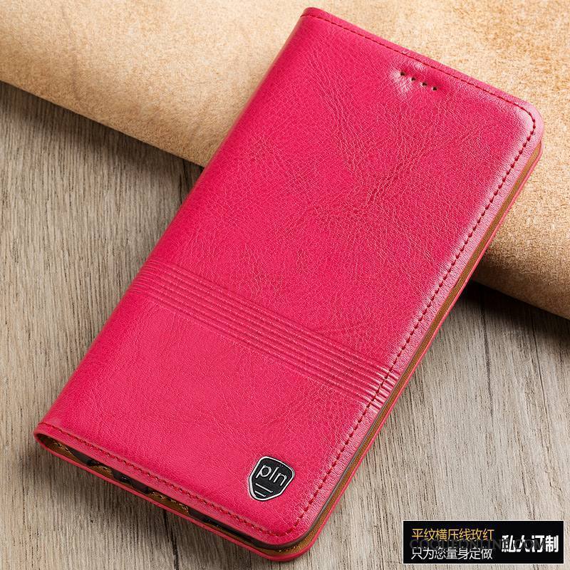 Huawei Y6 Pro 2017 Coque De Téléphone Protection Téléphone Portable Étui Étui En Cuir Rose Cuir Véritable