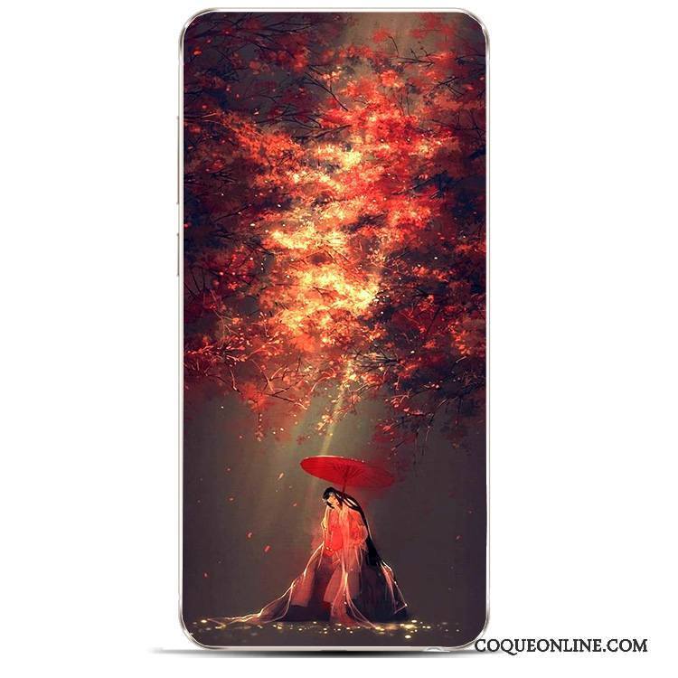 Huawei Y6 Pro 2017 Coque Étui Fluide Doux Vintage Paysage Style Chinois Bleu Clair Beau