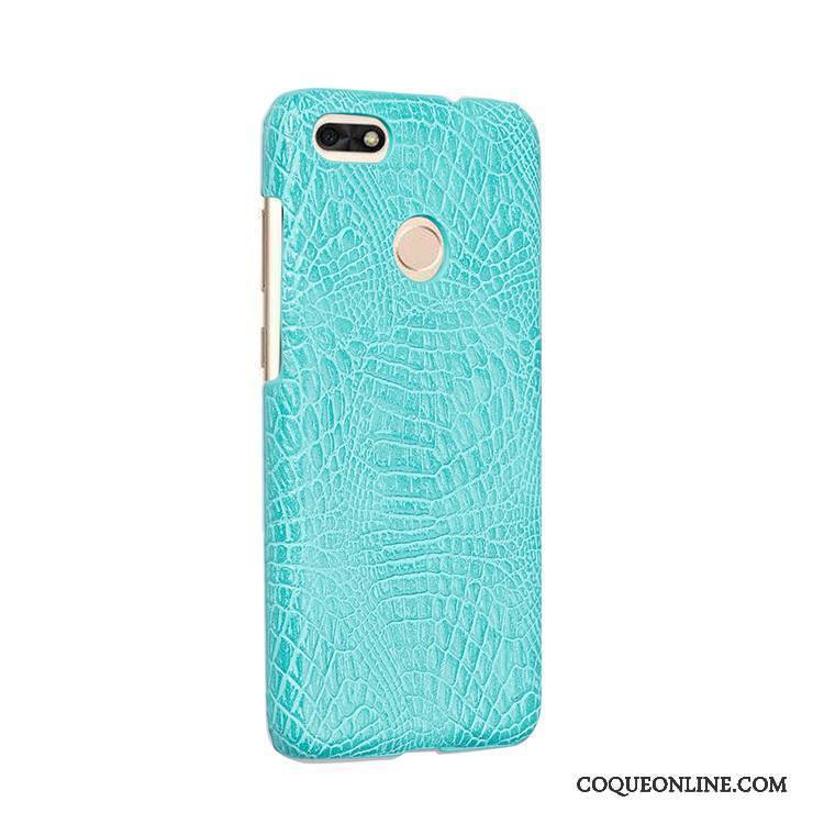 Huawei Y6 Pro 2017 Difficile Étui Protection Coque Vintage Bleu Clair Crocodile