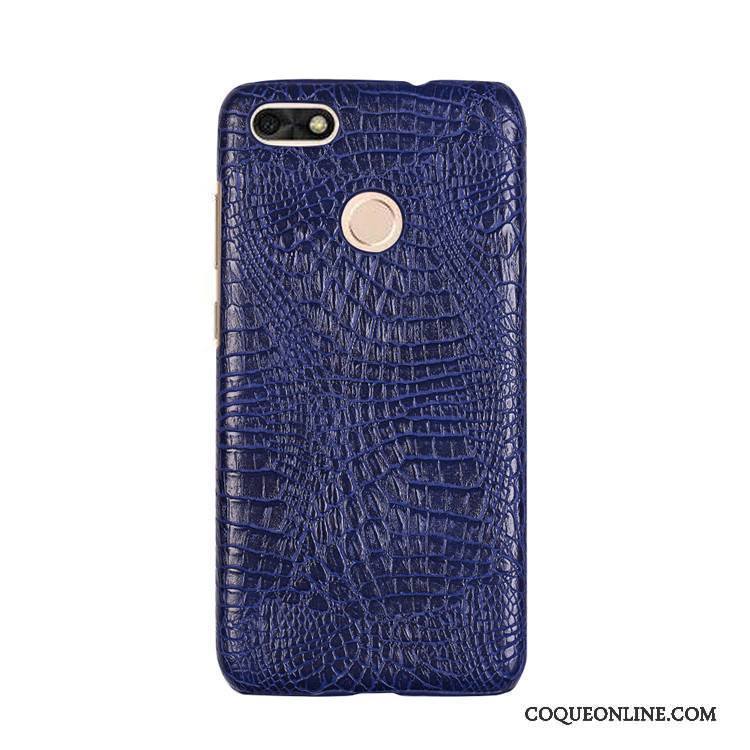 Huawei Y6 Pro 2017 Difficile Étui Protection Coque Vintage Bleu Clair Crocodile