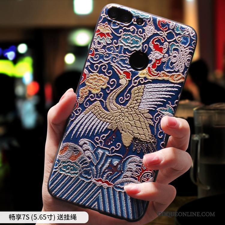 Huawei Y6 Pro 2017 Style Chinois Incassable Silicone Ethnique Tout Compris Étui Coque De Téléphone