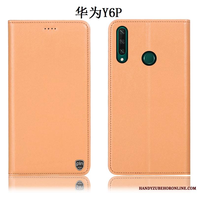 Huawei Y6p Protection Cuir Véritable Incassable Jaune Coque De Téléphone Tout Compris Étui