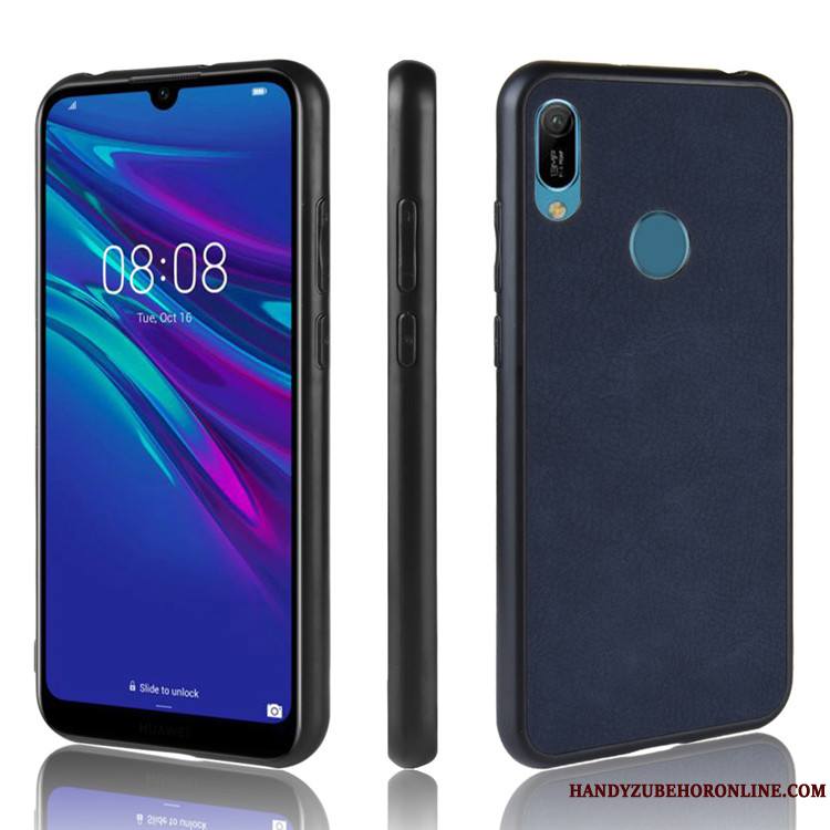 Huawei Y6s Coque De Téléphone Étui Cuir Tendance Noir Protection Difficile