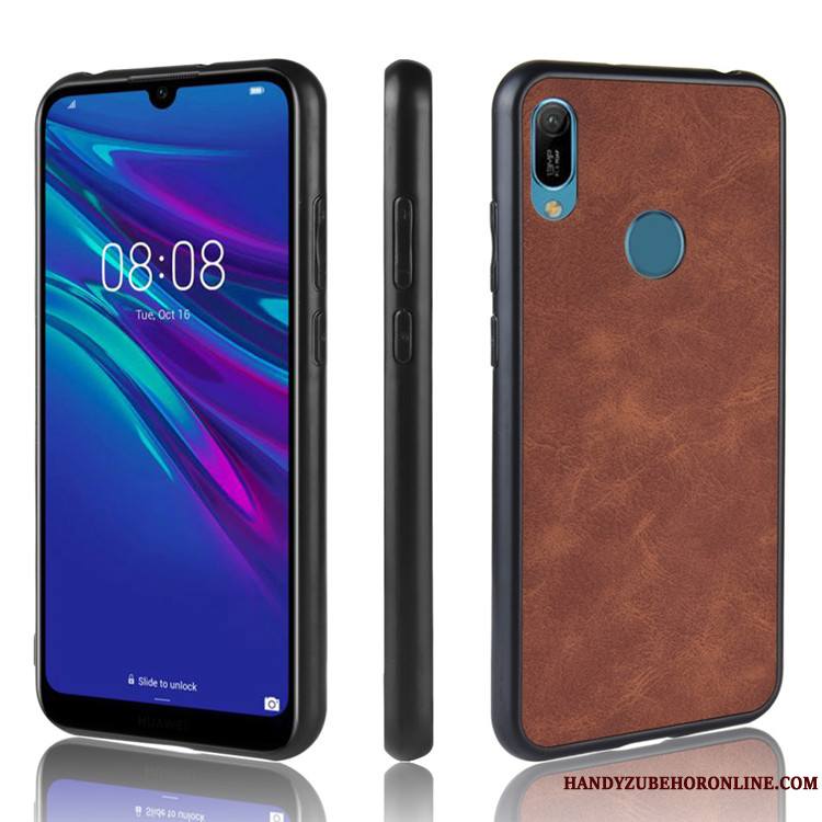 Huawei Y6s Coque De Téléphone Étui Cuir Tendance Noir Protection Difficile