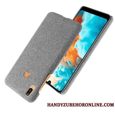 Huawei Y6s Incassable Coque De Téléphone Difficile Gris Délavé En Daim Modèle Fleurie Protection