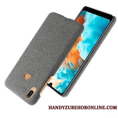 Huawei Y6s Incassable Coque De Téléphone Difficile Gris Délavé En Daim Modèle Fleurie Protection