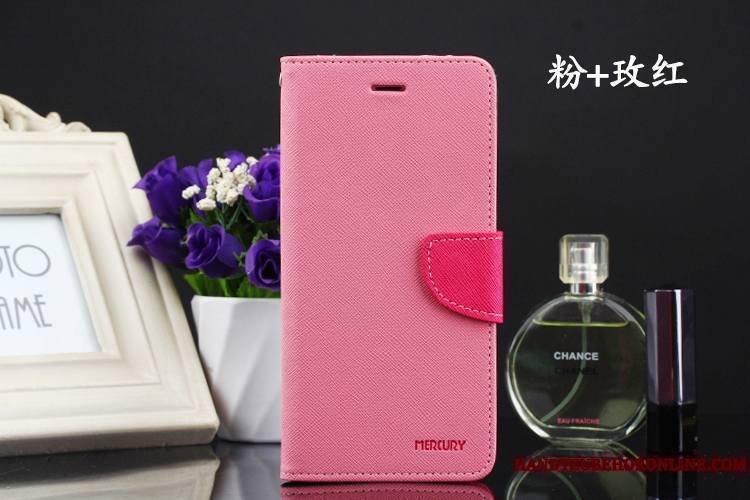 Huawei Y7 2018 Coque De Téléphone Incassable Housse Étui En Cuir Ornements Suspendus Fluide Doux Rouge