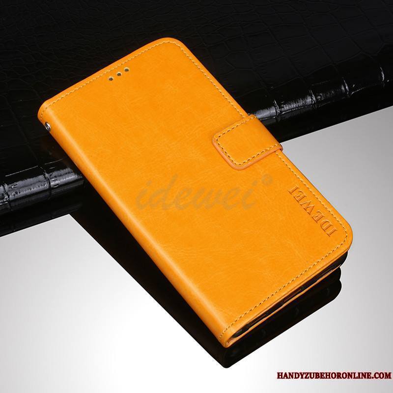 Huawei Y7 2018 Coque De Téléphone Téléphone Portable Étui En Cuir Jaune Modèle Fleurie Incassable