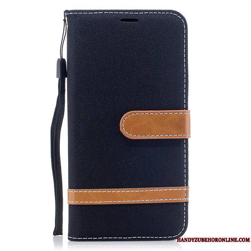 Huawei Y7 2018 Coque De Téléphone Étui Étui En Cuir Housse Bleu Portefeuille