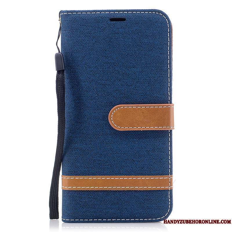 Huawei Y7 2018 Coque De Téléphone Étui Étui En Cuir Housse Bleu Portefeuille