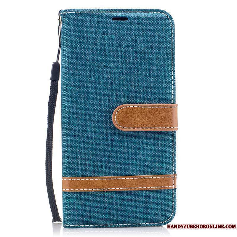 Huawei Y7 2018 Coque De Téléphone Étui Étui En Cuir Housse Bleu Portefeuille