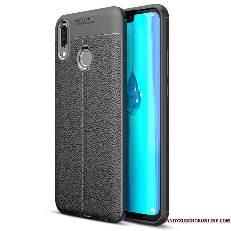 Huawei Y7 2019 Coque Étui Silicone Téléphone Portable Protection Tout Compris Modèle Fleurie Gris