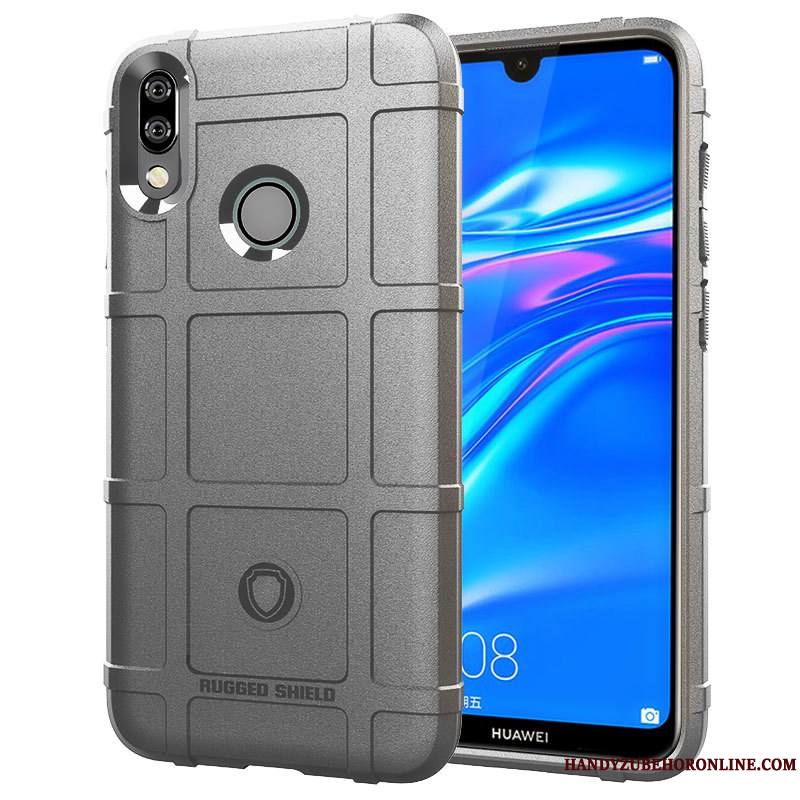 Huawei Y7 2019 Gris Coque Étui Incassable De Téléphone Protection Silicone