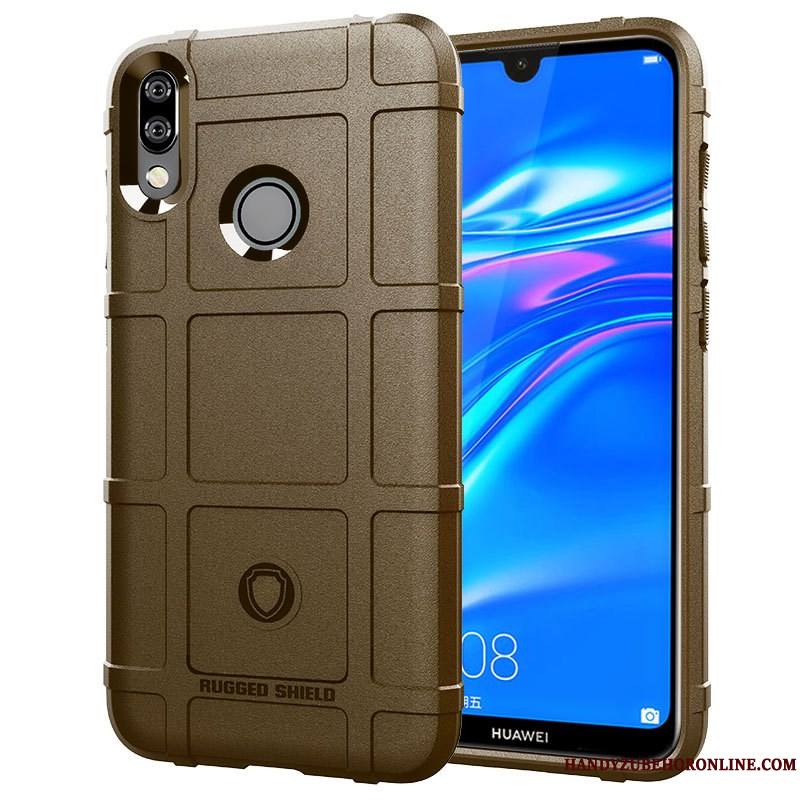 Huawei Y7 2019 Gris Coque Étui Incassable De Téléphone Protection Silicone