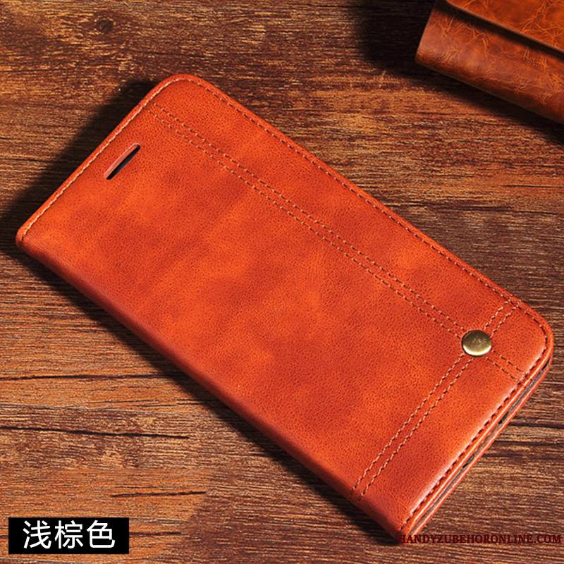 Huawei Y7 2019 Membrane Marron Coque De Téléphone Étui En Cuir Housse Tempérer