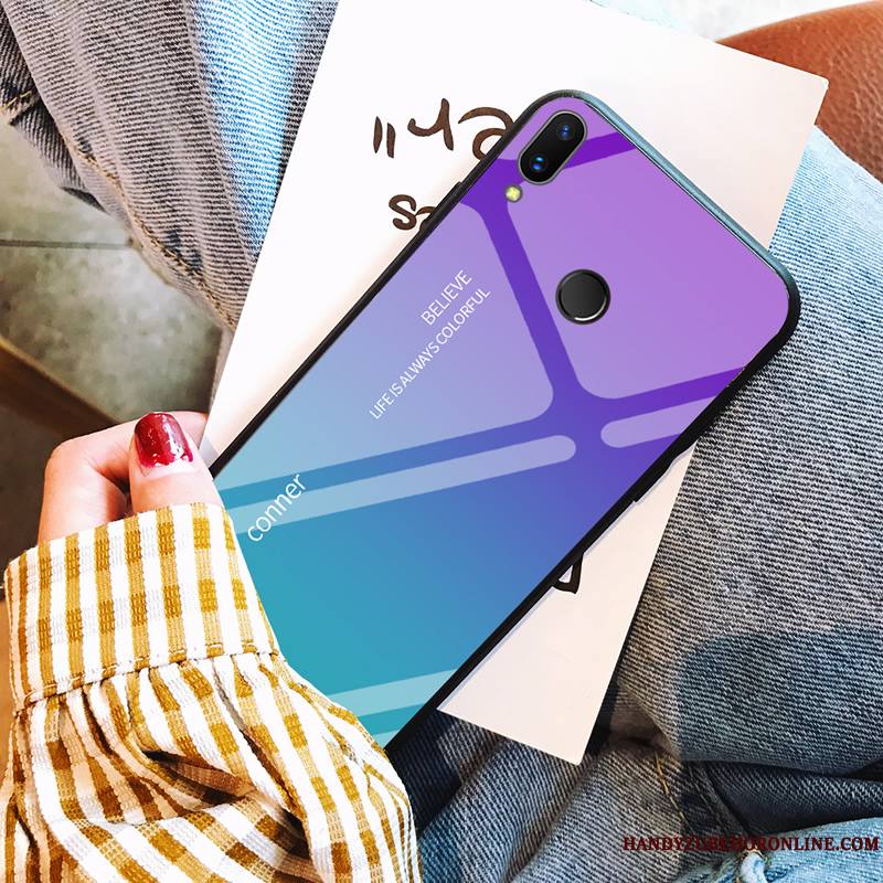 Huawei Y7 2019 Miroir Coque Silicone Étui Verre Personnalité Rose