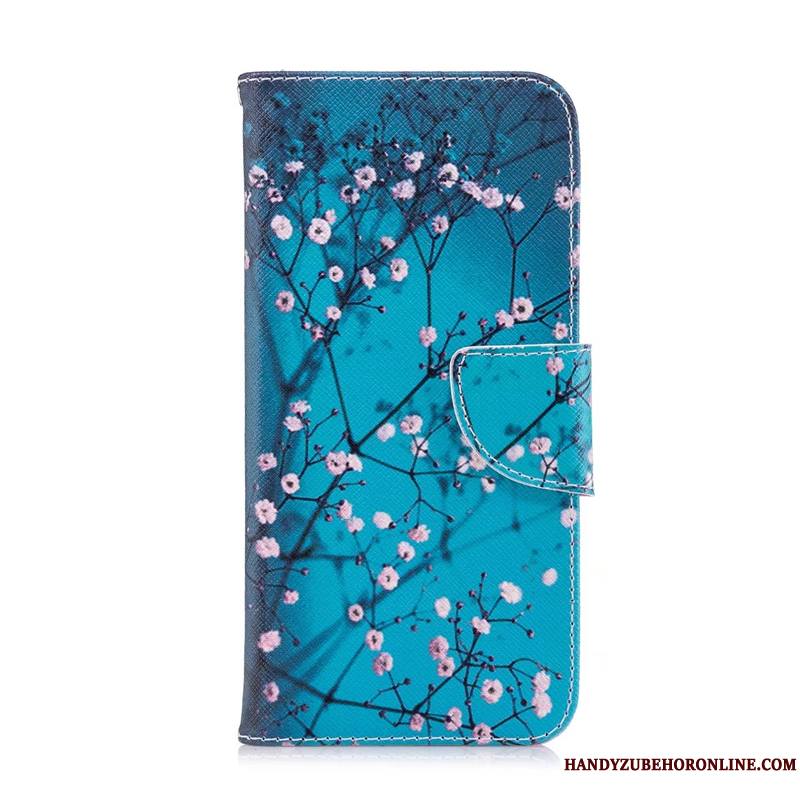 Huawei Y7 2019 Peinture Coque De Téléphone Protection Étui Bleu Housse Étui En Cuir