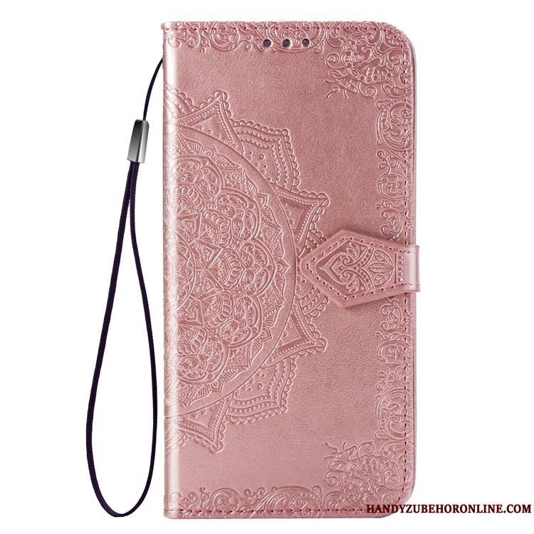 Huawei Y7 2019 Protection Étui Étui En Cuir Incassable Coque De Téléphone Tout Compris Or Rose