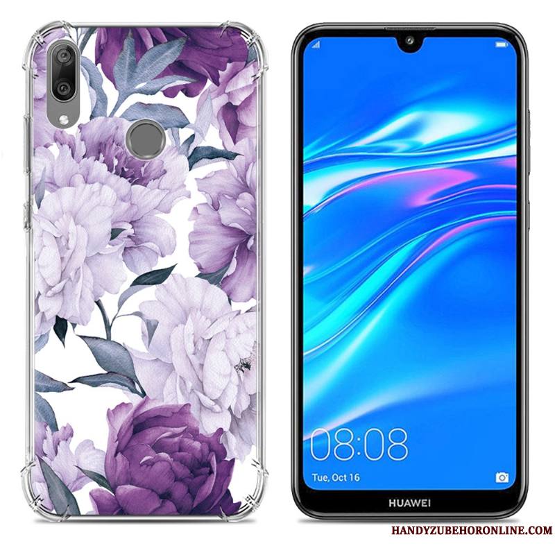 Huawei Y7 2019 Téléphone Portable Étui Fluide Doux Incassable Coque Créatif Bleu