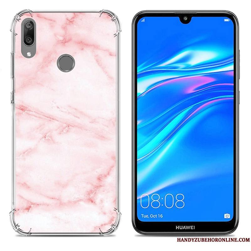 Huawei Y7 2019 Téléphone Portable Étui Fluide Doux Incassable Coque Créatif Bleu