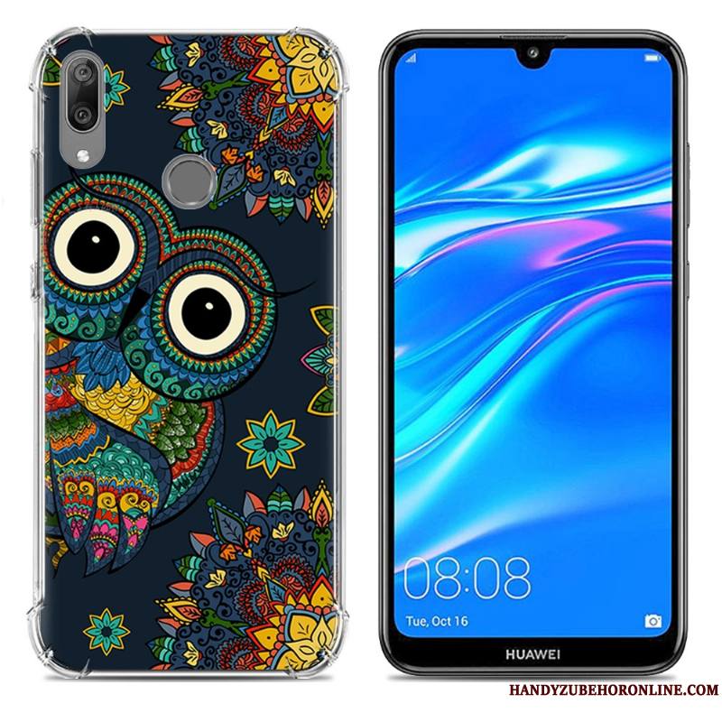 Huawei Y7 2019 Téléphone Portable Étui Fluide Doux Incassable Coque Créatif Bleu