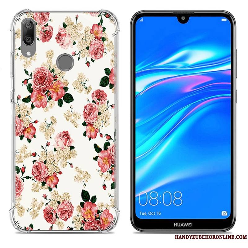 Huawei Y7 2019 Téléphone Portable Étui Fluide Doux Incassable Coque Créatif Bleu