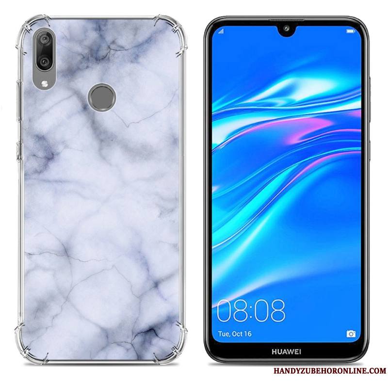 Huawei Y7 2019 Téléphone Portable Étui Fluide Doux Incassable Coque Créatif Bleu